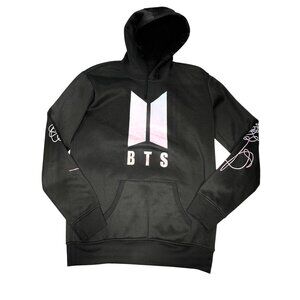 BTS Love Yourself Her Black Hoodie Medium Pastel Logo Sleeve Art Jung Kook